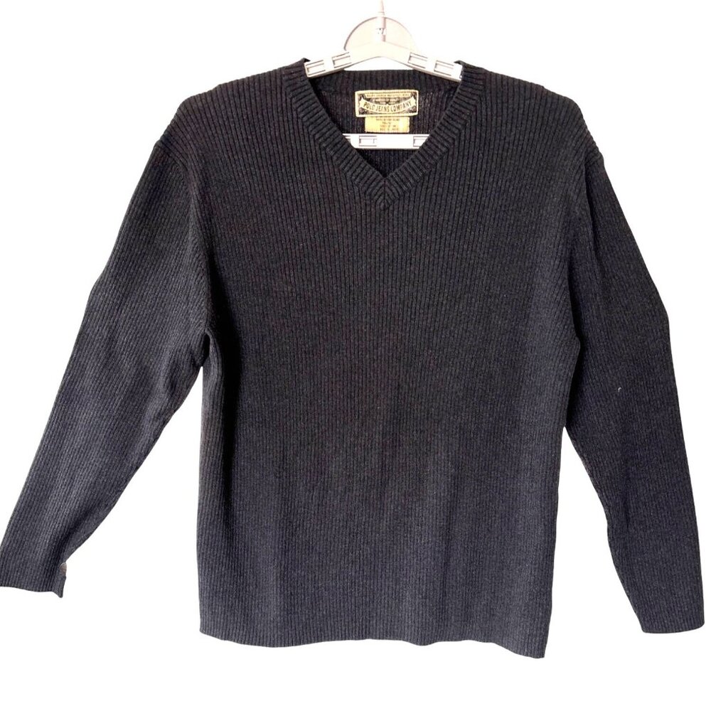 Polo Jeans Company‎ Mens Size XL Cotton Ribbeds Knit Stretch Gray Sweater V-Neck